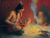 Ei Couse, Ceremonial Pipe (Red Sandstone Pipe), Oil on canvas