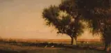 Worthington Whittredge, Indians on the Platte River, Oil on board