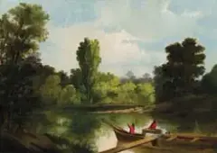 John Mix Stanley, Chinook Indian Guides on the Clackamos River, Oil on canvas