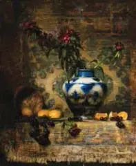 David Leffel, Sweet William and Oranges, Oil on canvas