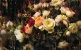 Daniel Keys, Roses and Peonies, Oil on board