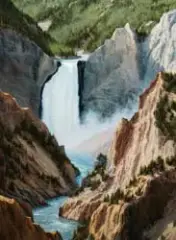 Carole Cooke, River Thunder, Yellowstone, Oil on canvas mounted on board