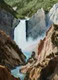 Carole Cooke, River Thunder, Yellowstone, Oil on canvas mounted on board