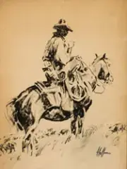 Frank B. Hoffman, The Long Ride Home, Black & White Wash