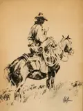 Frank B. Hoffman, The Long Ride Home, Black & White Wash
