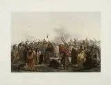 Karl Bodmer, Scalp Dance of the Minitarres, Hand Colored Lithograph