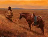 Evening Watch by John Fawcett, Oil on canvas mounted on board, sold Apr 2018