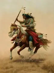 Chuck Dehaan, Crow Ceremonial Dress, Oil on board