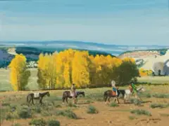 John Jarvis, On Horseback, Near Esclante, UT, Gouache