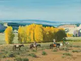 John Jarvis, On Horseback, Near Esclante, UT, Gouache