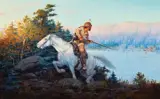 Robert Lindneux, Parting Shots, Oil canvas