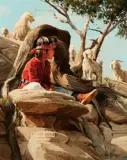 A Break in the Action by Ray Swanson, Oil on canvas, sold Apr 2018
