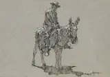 Clark HulingsBob Kuhn, Burro, Pen & Ink, Gouache
