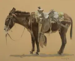 Wayne Baize, Saddled Donkey, Colored Pencil