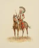 Olaf Wieghorst, Indian on Horse Looking Left, Watercolor