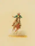 Olaf Wieghorst, Cowboy Roping on Horseback, Watercolor
