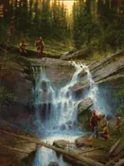 Doug Hall, Gathering at the Falls, Oil on canvas