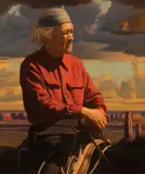 Robert Rishell, Navajo Shepherd, Oil on canvas