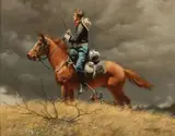 The Outrider by Frank McCarthy, Oil on board, sold Apr 2018