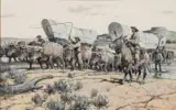 Nick Eggenhofer, Santa Fe Wagons Fording the Cimarron, Gouache