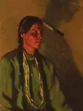 Joseph Henry Sharp, White Weasel, Taos Scout, Oil on canvas