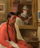 Joseph Henry Sharp, The Artist in the Studio Mirror, Oil on canvas