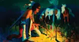 The Evening Camp Fire by Gerard Curtis Delano, Oil on canvas, offered Apr 2018