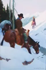 William H. Dunton, Going In, The Bear Hunters, Oil on canvas