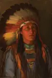 Joseph Henry Sharp, Indian in a War Bonnet, Oil on canvas