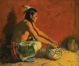 E. Irving Couse, The Pottery Connoisseur, Oil on canvas