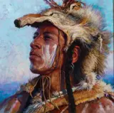 Wolf by Martin Grelle, Acrylic on canvas, sold Apr 2018