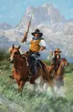 C. Michael Dudash, The Posse Catches Up, Oil on canvas mounted on board