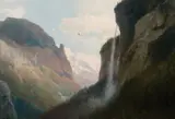 Hermann Herzog, Mountain Top Waterfall, Oil on canvas