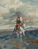 Olaf Carl Seltzer, Indian Braves, Oil on board