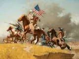 The Warriors’ Return by Frank McCarthy, Oil on canvas, offered Apr 2018