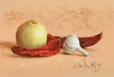 William Acheff, Still Life with Onion, Chilies and Garlic