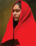 Roseta Santiago, Girl from Gallup in Red Trade Blanket, Oil on board