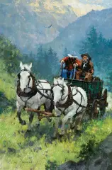 Through the Pass by C. Michael Dudash, Oil on canvas mounted on board, sold Apr 2019