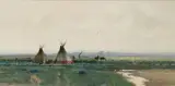 Michael Coleman, Blackfeet Summer Camp, Gouache