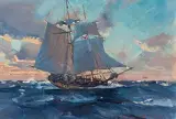 Christopher Blossom, Sketch for Colonial Schooner, Halifax, Oil on paper