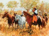 C. Michael Dudash, Horsin’ Around, Oil on board