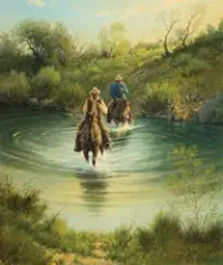 Hackberry Crossing by G. Harvey, Oil on canvas, sold Apr 2019