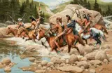 Crossing on the Clark Fork by Frank McCarthy, Oil on canvas, sold Apr 2019