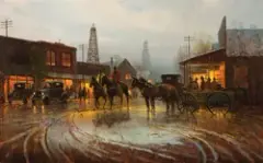 G. Harvey, Beginning of a Boomtown, Oil on canvas