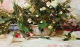 Richard Schmid, The White Begonias, Oil on canvas