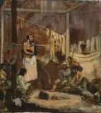 Study For Artist-Explorer in Mandan Lodge by Kenneth Riley, Acrylic, sold Apr 2019