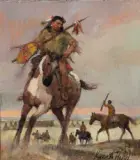 Study for Coming to the Trade-Fort Union, 1833 by Kenneth Riley, Acrylic, sold Apr 2019