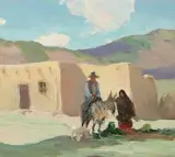 Oscar E. Berninghaus, Taos Indian Family, Oil on board