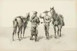 Frederic Remington, A Serious Warning, Ink Wash