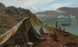 Albert Bierstadt, Hunter’s Camp, Oil on canvas